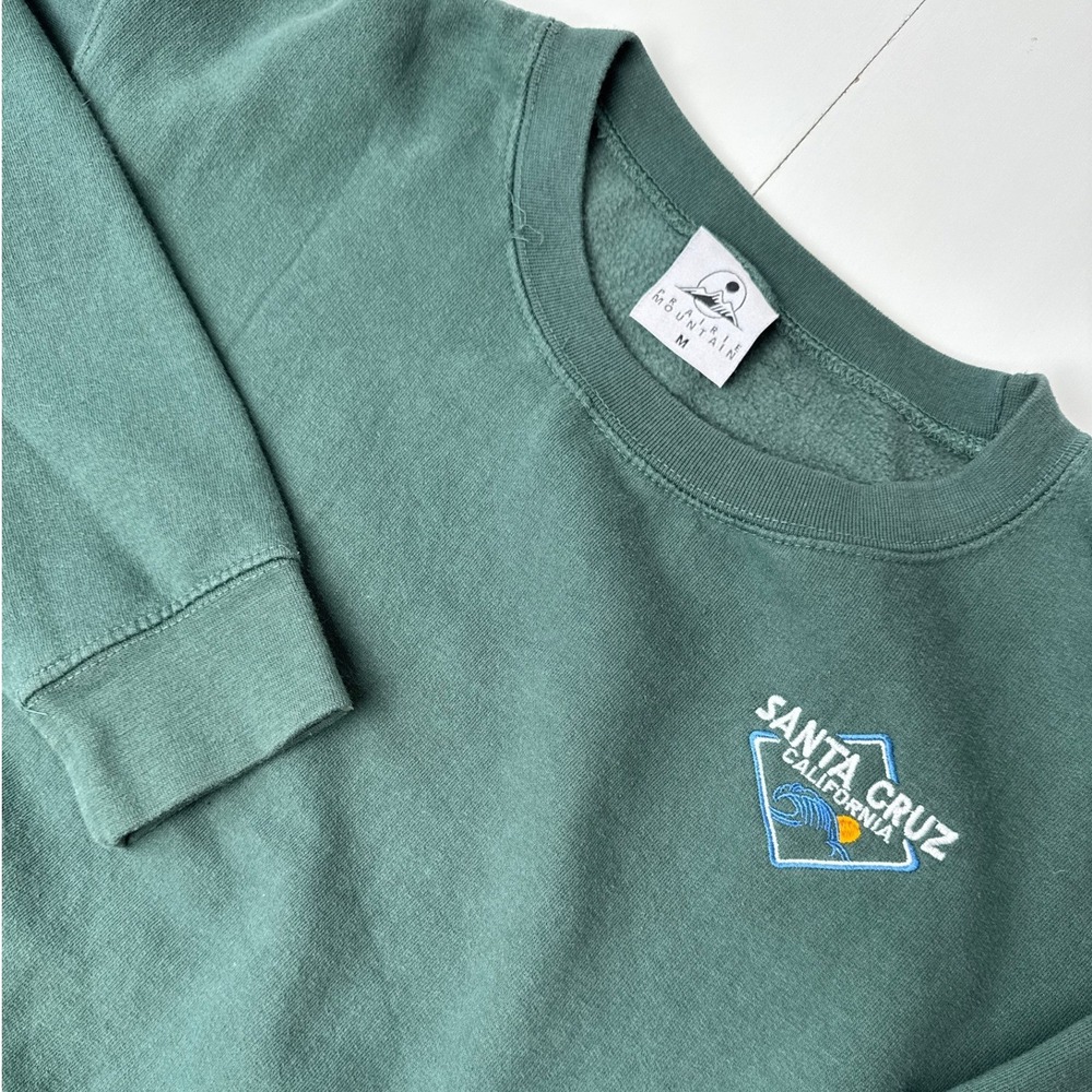 Prairie Mountain Mens Santa Cruz California Sweatshirt Green Crewneck Medium